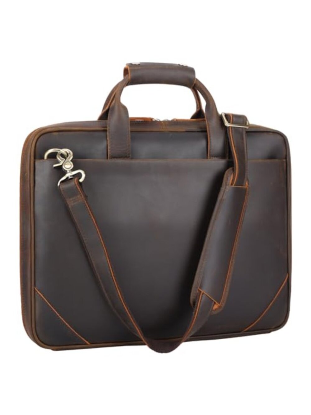 Slim Full Grain Leather Briefcase Fits 14-16 Inch Laptop